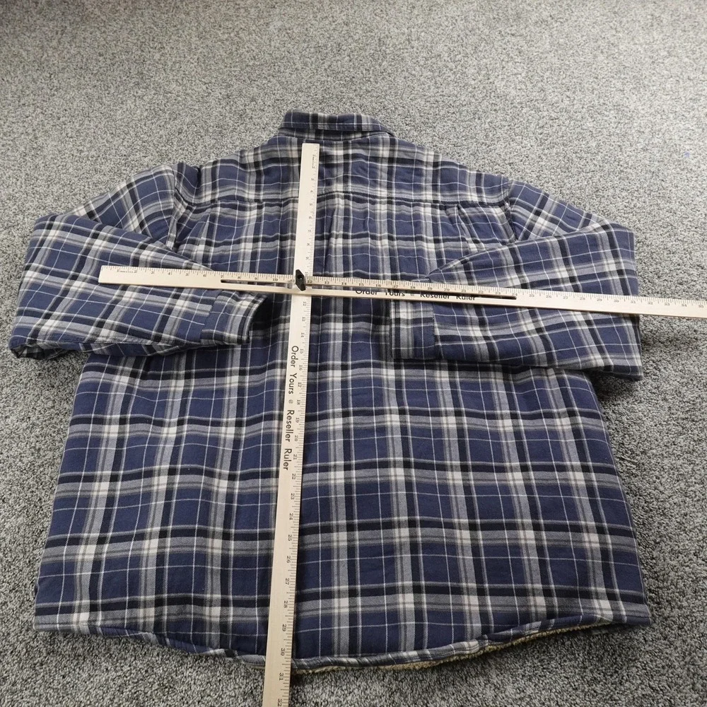 Wrangler Jacket Mens 3XL Blue Plaid Sherpa Lined Flannel Shirt Coat Warm Western